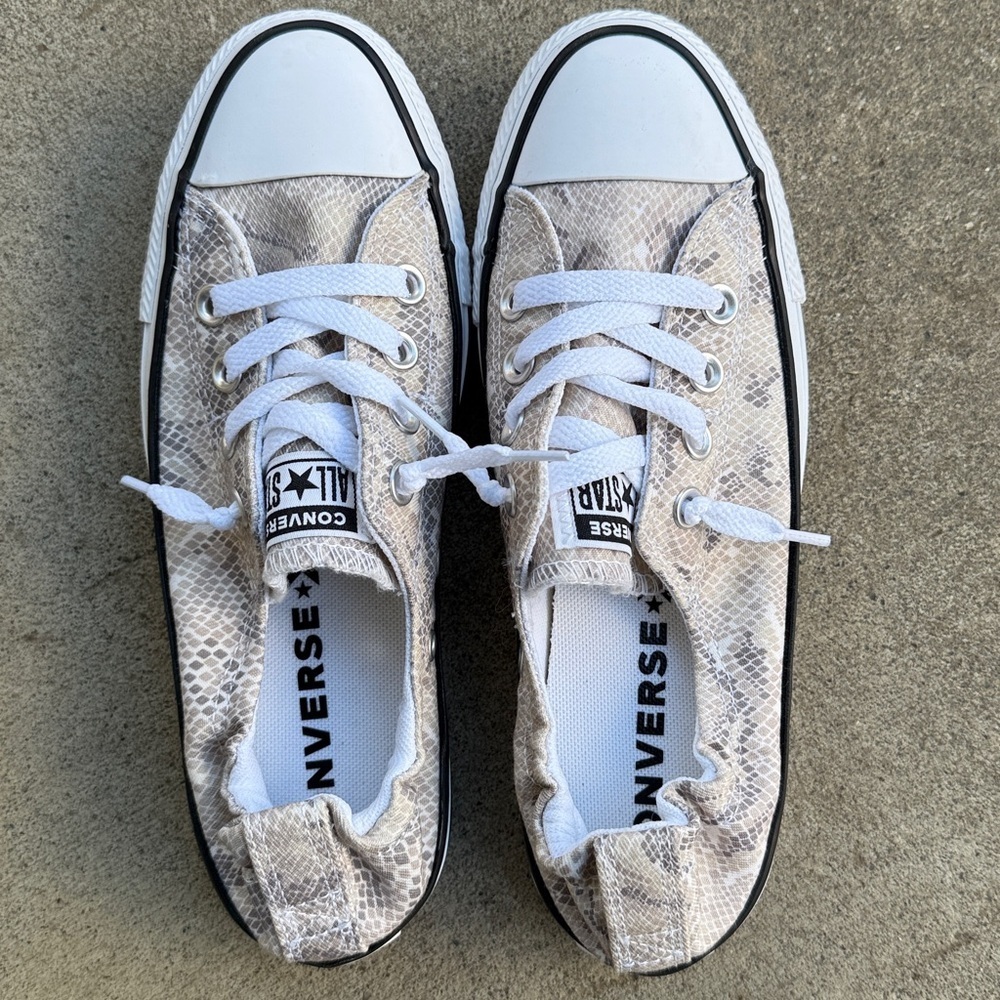 CONVERSE Shoreline Low 'Snake Print' Slip-on Sneakers Size 7 - Picture 9 of 11